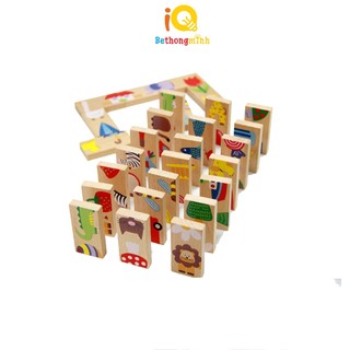 Đồ chơi Domino gỗ nối tiếp 28 chi tiết con vật cho bé rèn luyện tư duy thông minh - BeThongMinh