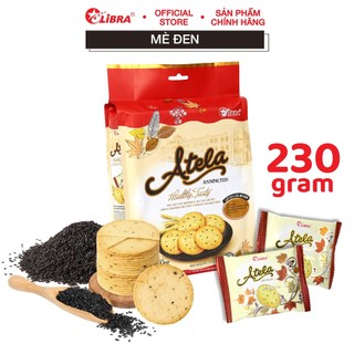 Bánh quy mè đen cracker LIBRA vừng mặn giòn đồ ăn vặt ngon dinh dưỡng healthy Atela gói 230g