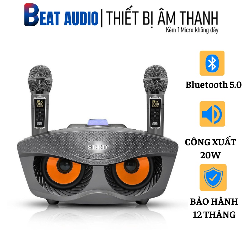 Loa karaoke mini di động SD-306Plus / Loa hát âm lớn, hát karaoke hay/Tặng Kèm 2 Mic Không Dây / Pin Sạc