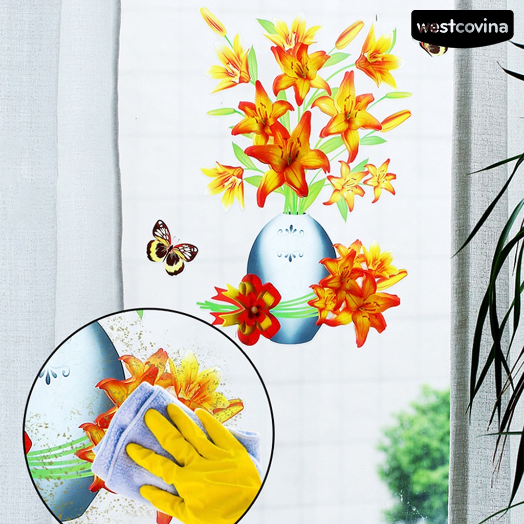 [WEST]⚘Đề Can Dán Tường Tự Dính Hình Lọ Hoa Màu Sáng Trang Trí Nhà Cửa DIY