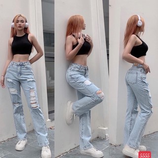 Quần baggy jean nữ lưng cao 2 nút màu đen trơn phối túi kiểu, quần baggy bò nữ đẹp thời trang cao cấp A-T Fashion-MQ3264