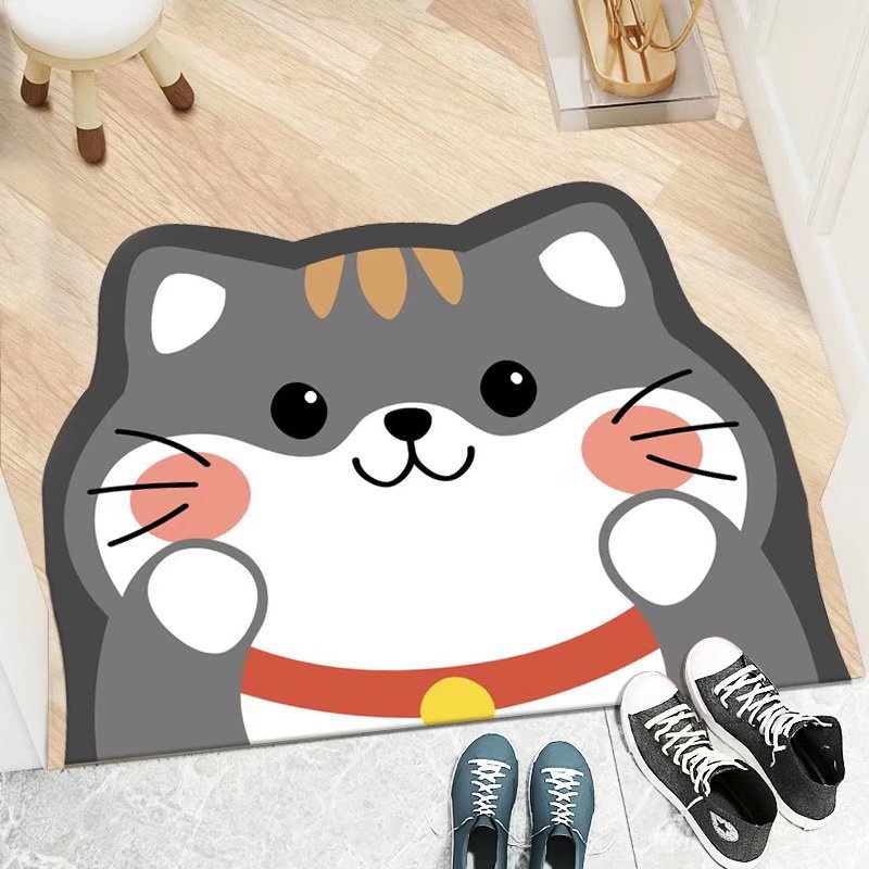 Thảm Chùi Chân Chống Trượt Thấm Hút Tốt Hình Mèo Kitty Hoạt Hình Đáng Yêu