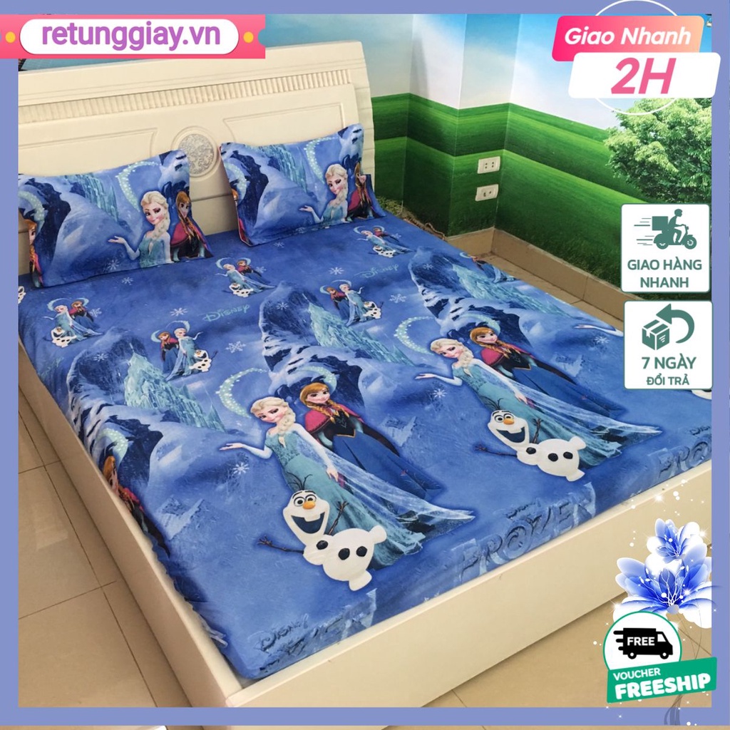 vải poly cotton,chọn mẫu-công chúa elsa xanh
