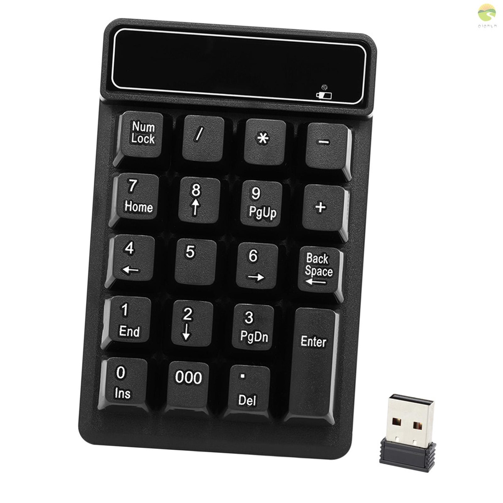 Bàn Phím Số Cơ Không Dây 2.4Ghz 19 Phím Có Đầu Nhận USB Màu Đen Chống Thấm Nước Dành Cho Laptop / Máy Tính Để Bàn / Notebook