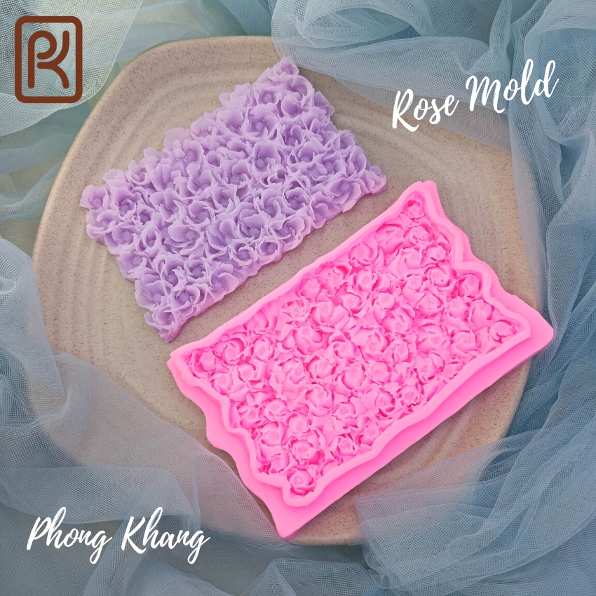 Khuôn silicon 4d Phong Khang làm rau câu ốp thành bánh hoa hồng nhí