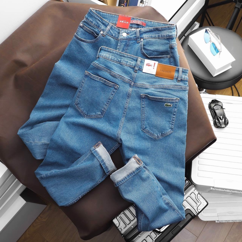 Quần Jean Nam LACOSTE LIVE Màu Xanh Basic 2023 Form SlimFit Mềm Mịn Co Giãn Hàng Xuất Xịn Có Big Size