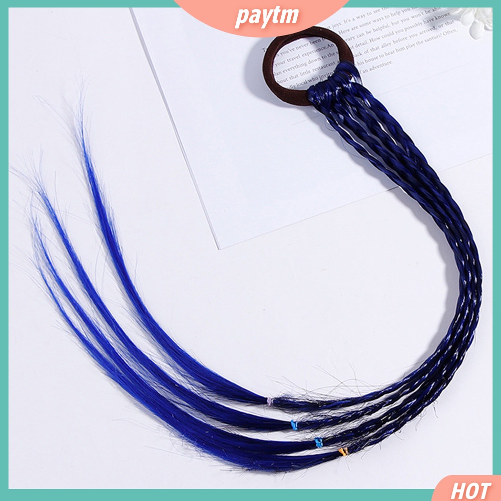 {PTM} Dây Buộc Tóc Đuôi Ngựa Dạng Tóc Giả Bện Co Giãn Dành Cho Bé Gái