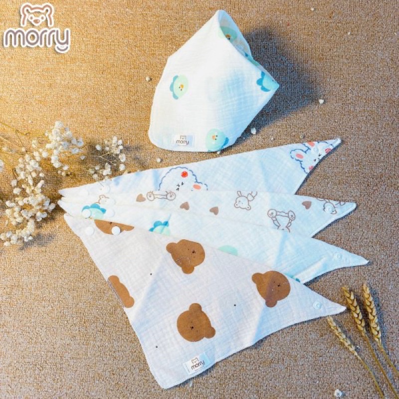 Sét 5 yếm Muslin - yếm Xô 4 lớp cao cấp Morry cho bé