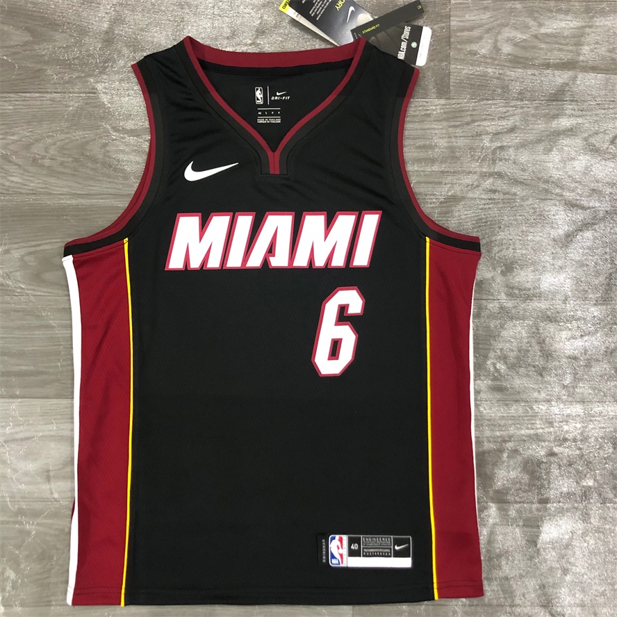 James # 6 NBA Áo Bóng Rổ Cổ Chữ V Miami Heat Màu Đen Kiểu Dáng Trẻ Trung Năng Động Chất lượng cao + tặng vòng đeo tay thời trang