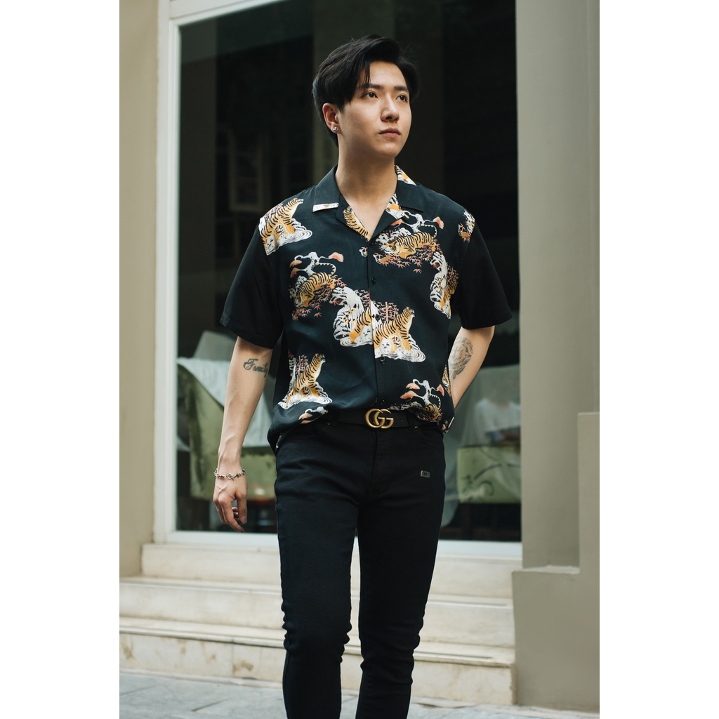 Áo sơ mi Amand Ink Wash Tiger Cuban Shirt