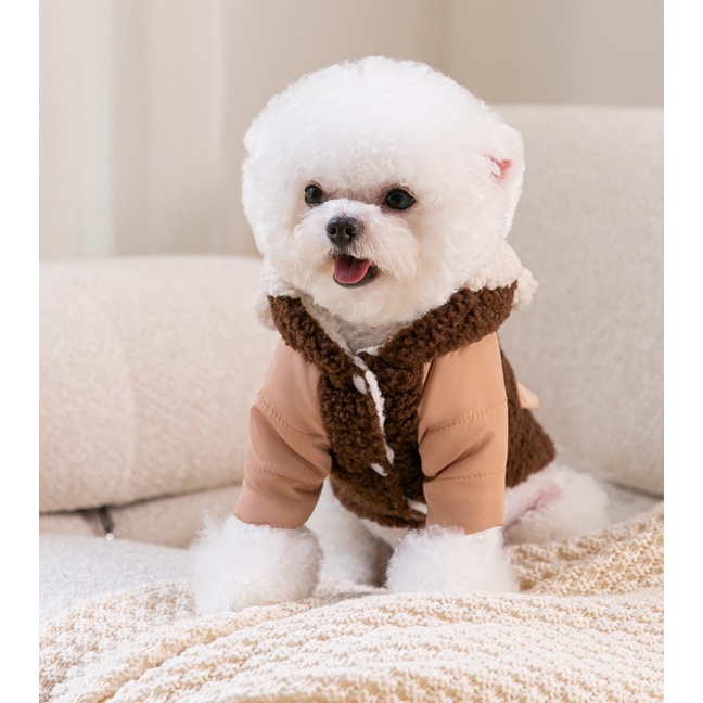 ÁO KHOÁC LÔNG CỪU CÓ MŨ SIÊU ẤM ÁP MÙA ĐÔNG CHO THÚ CƯNG