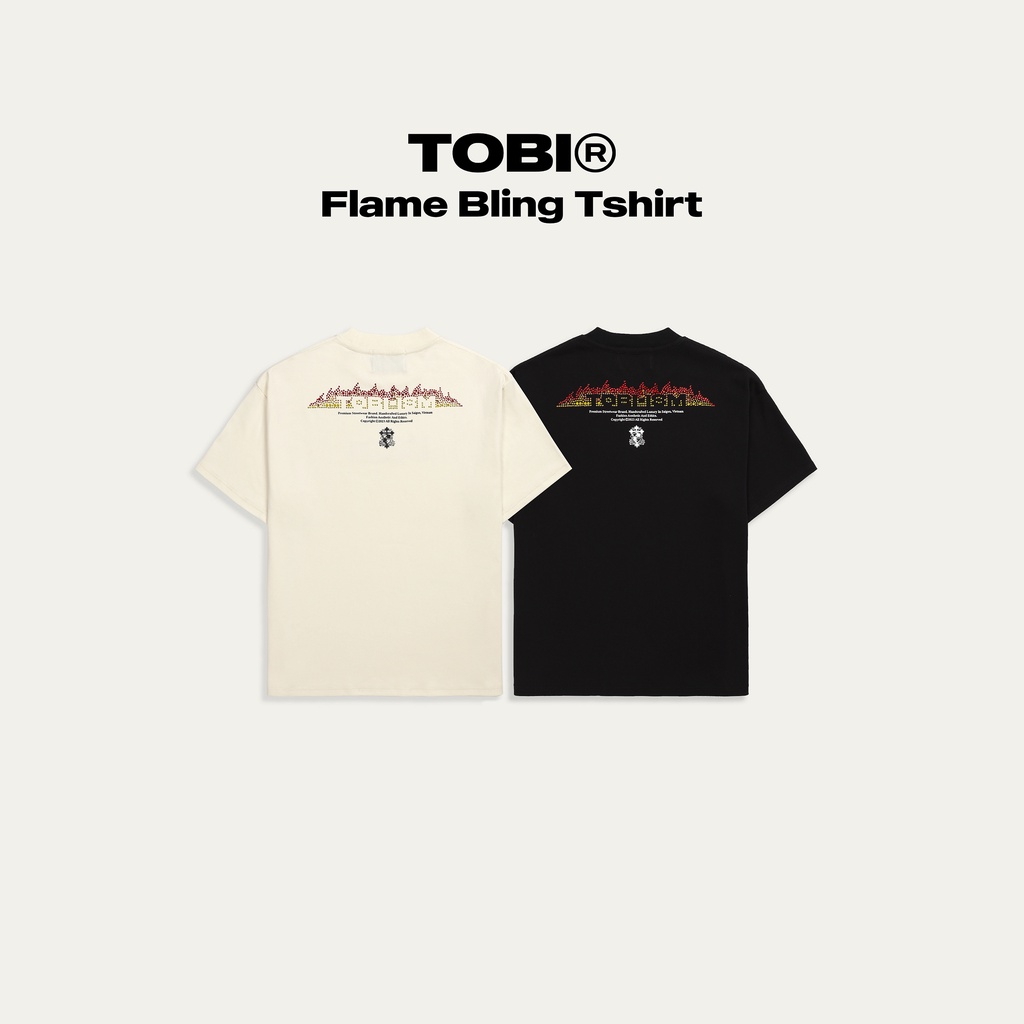 Áo Thun Tay Lỡ Đính Đá Flame TOBI