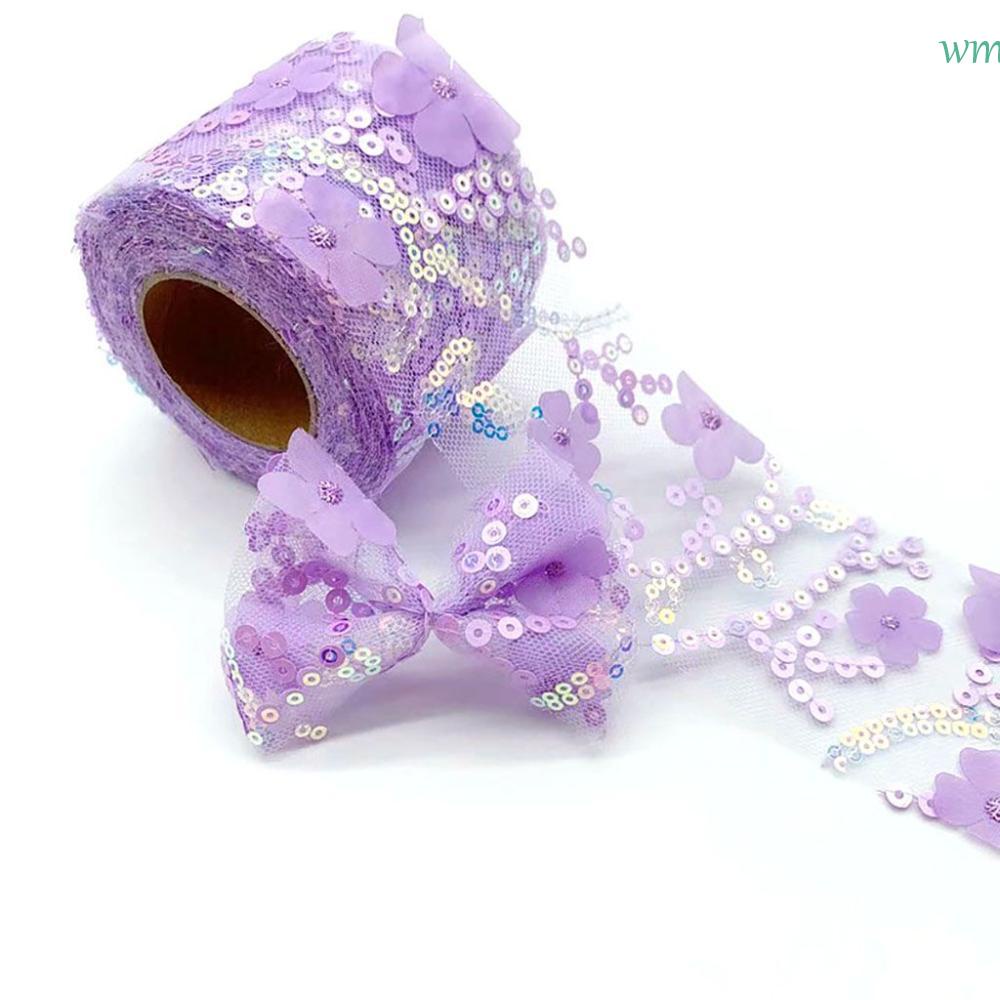 1 Cuộn Dây Ruy Băng Kim Tuyến Nhiều Màu Sắc WMES1|Thắt Lưng Vải Lưới Đính Kim Sa Lấp Lánh Thời Trang