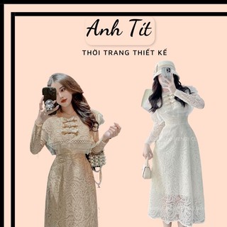 Đầm Ren Tiểu Thư Cao Cấp Chất Dày Dặn, Váy Ren Thiết Kế 2 Màu Diện Tết Siêu Sang Chảnh - Anh Tít Boutique