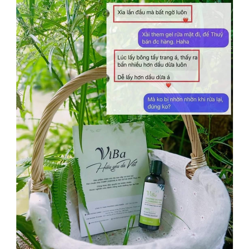 Dầu tẩy trang dưỡng ẩm thuần thực vật ViBa,  Amazing Botanic Cleansing Oil sạch sâu, mềm da - Kaka Beauty