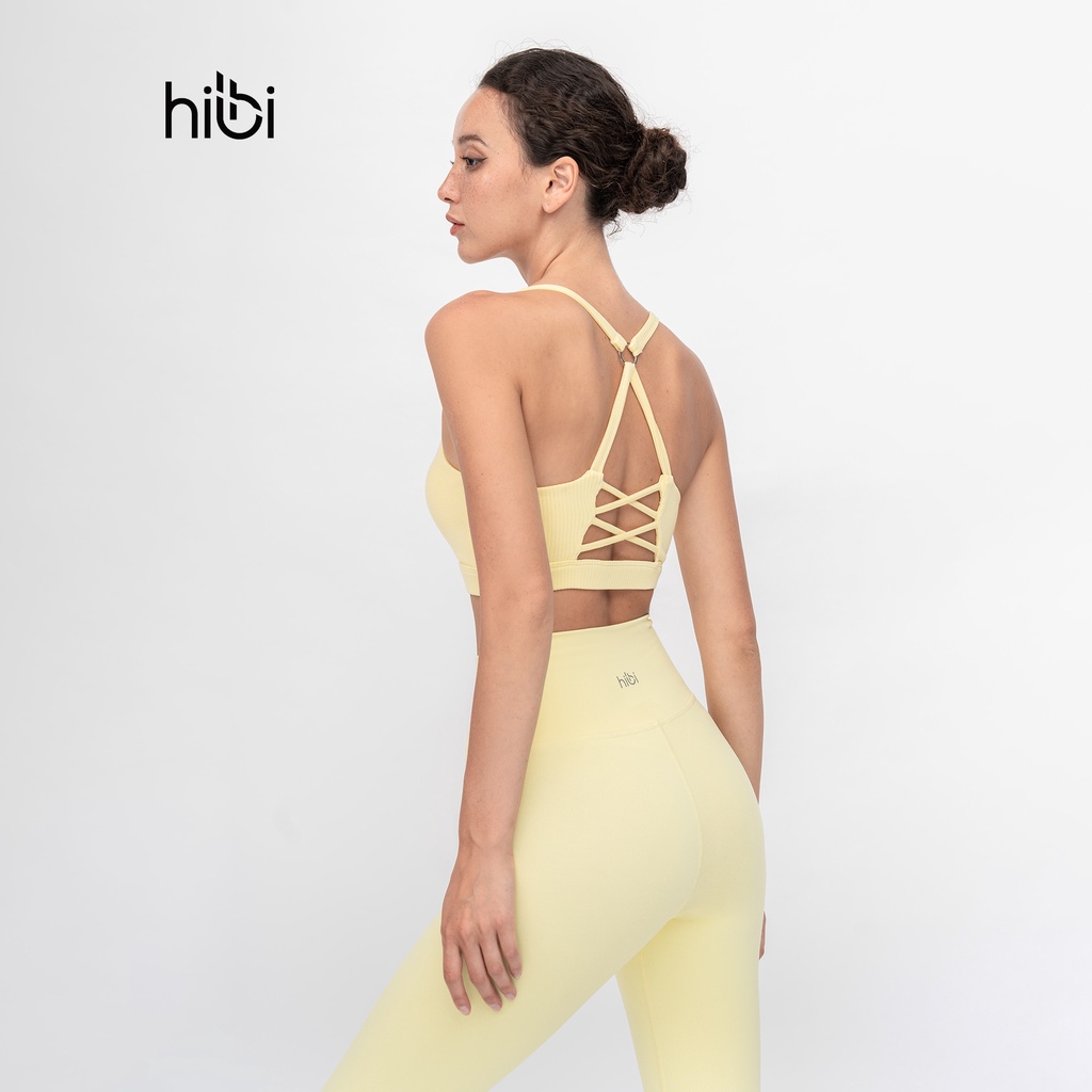 Set Đồ Tập Yoga Gym Luxury Hibi Sports H153 Áo 2 Dây Lưng Tam Giác, Kèm Mút Ngực, Chất Vải Rib & Hi-Fabric