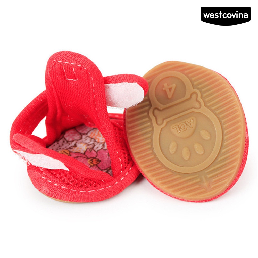 [Hot]♝Set 4 Đôi Xăng đan Đế Cao Su Chống Trượt Màu Sắc Đa Dạng Cho Thú Cưng