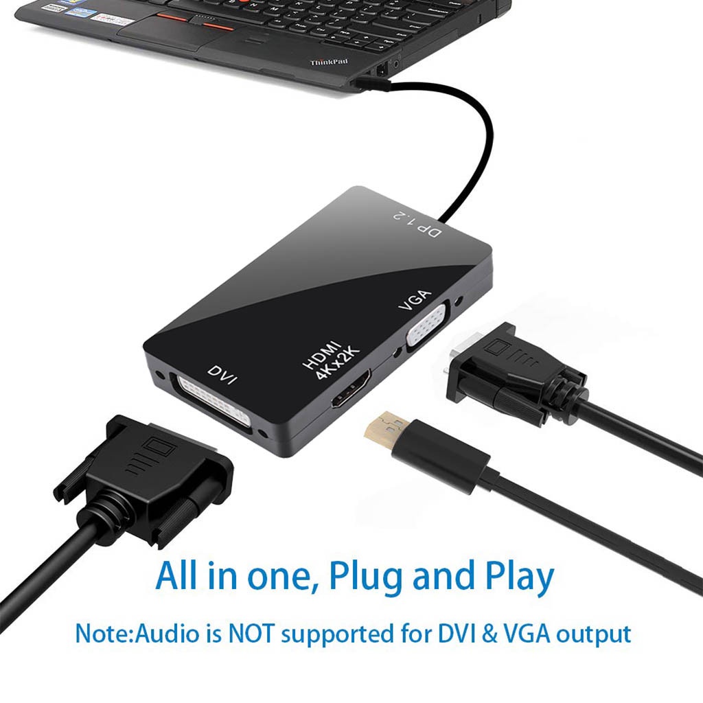 Cáp ChuyểN ĐổI DisplayPort Sang HDMI 4K DVI VGA 3 Trong 1 Cho MàN HìNh MáY ChiếU HDTV
