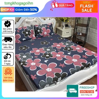 Ga trải giường bọc đệm bo chun coton poly 1m,1m2(mẫu hoa 5 cánh)