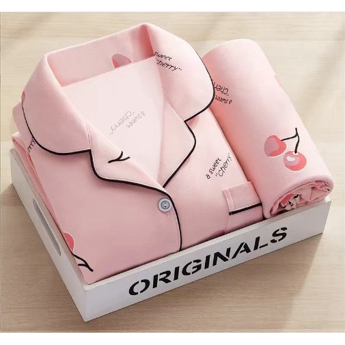 Đồ Bộ Nữ Pijama Tay Dài Quần Dài Cao Cấp Chất Dày Ấm in hình ngộ nghĩnh