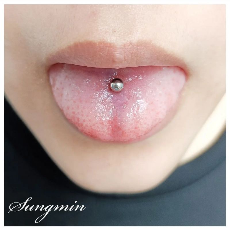 Khuyên lưỡi ngắn 10mm 12mm 14mm - khuyên lưỡi mini 14G bi nhỏ 4mm THÉP Y TẾ 316L