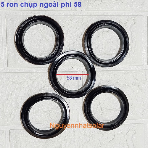 Combo 5 Ron gioăng trong silicon và ron gioăng ngoài phi 58 dùng cho máy nước nóng năng lượng mặt trời