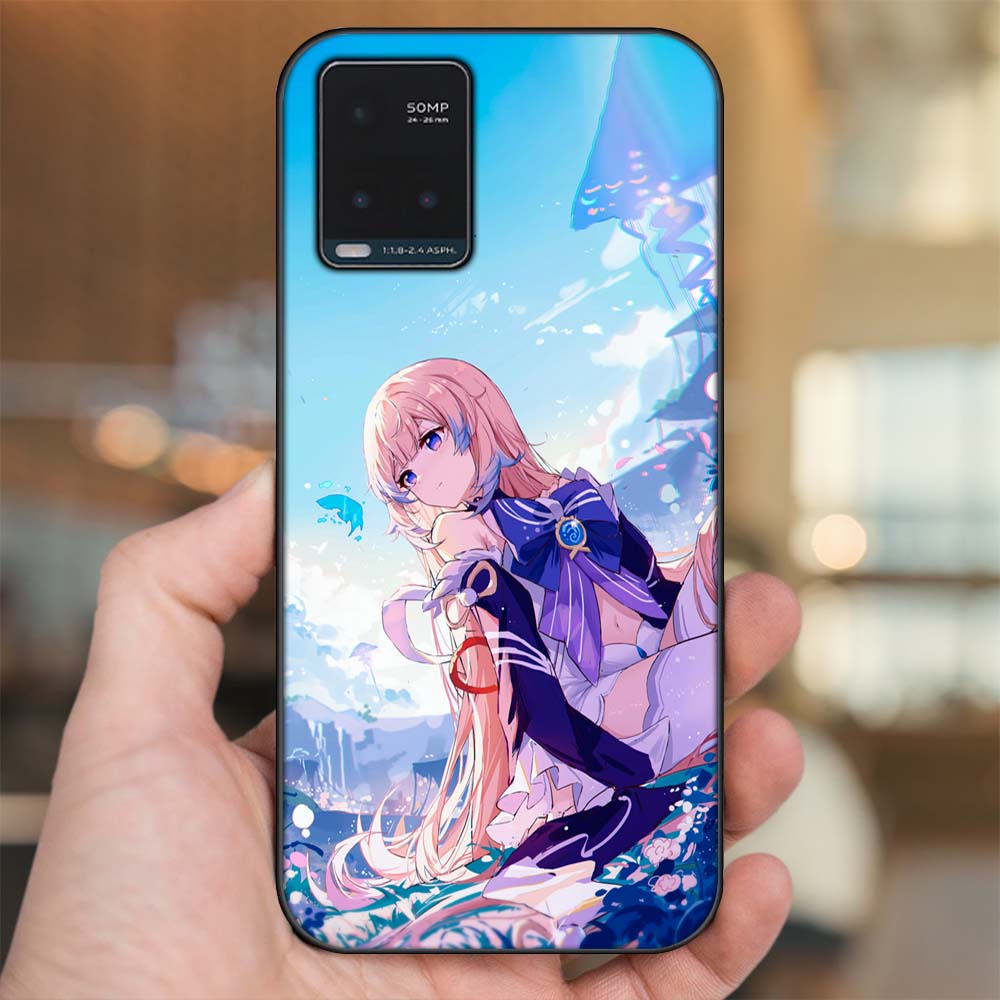Ốp lưng Vivo Y21s, Y33s viền đen in hình Sangonomiya Kokomi Genshin Impact