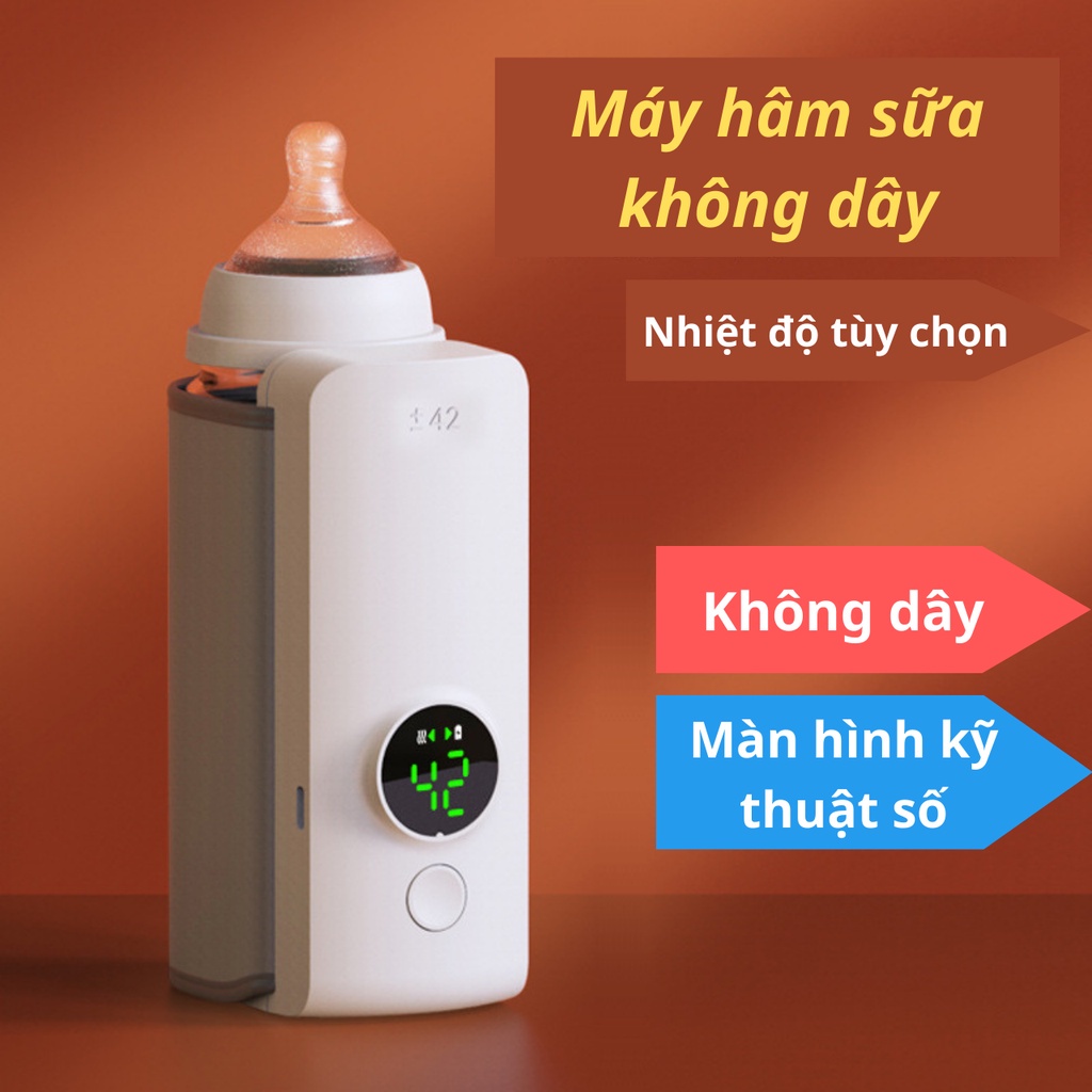 (BẢO HÀNH 1 ĐỔI 1) Máy hâm sữa cầm tay tích điện,Máy hâm sữa không dây 6 mức nhiệt,máy hâm sữa, ủ sữa di động