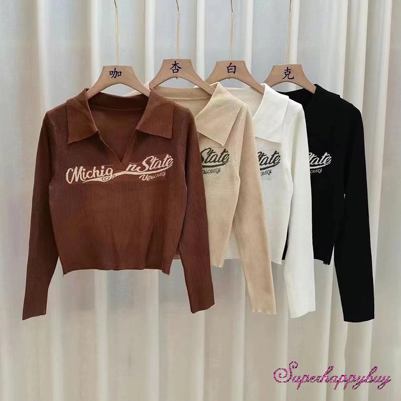 Áo Thun Dệt Kim Tay Dài Hở Vai Thời Trang Dành Cho Nữ