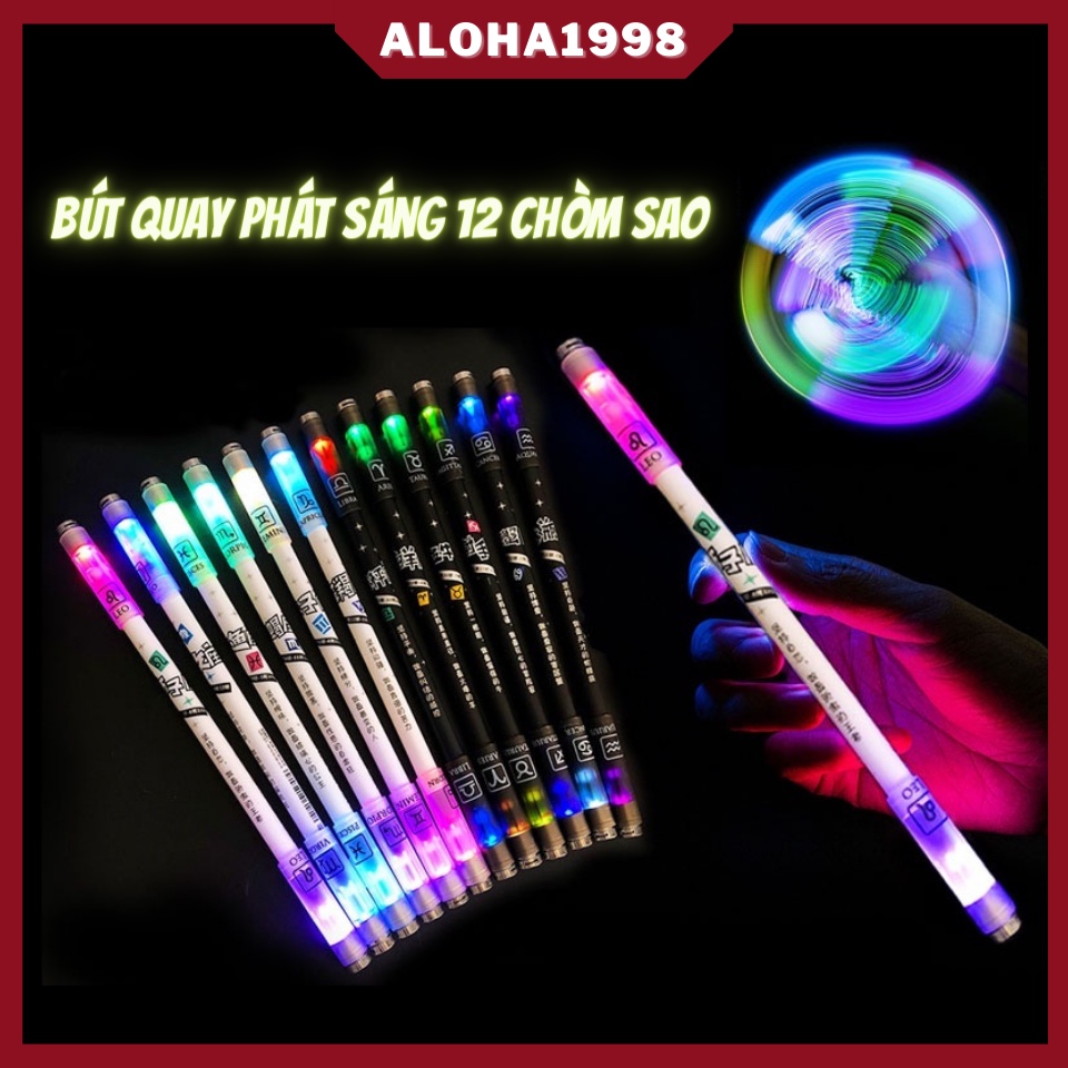 Bút quay phát sáng 12 cung hoàng đạo đèn led, full 12 chòm sao làm quà tặng ý nghĩa