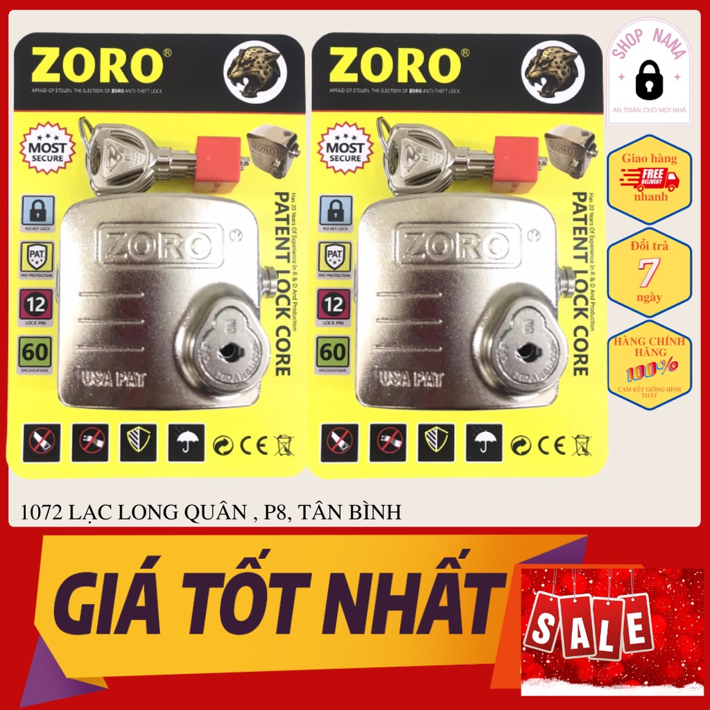 Ổ Khóa Chụp Cửa ZORO 7P Kim Loại Thiết Kế Chống Cắt Toàn Diện, Chống Trộm Bảo Hành 12 Tháng Lỗi ĐổC