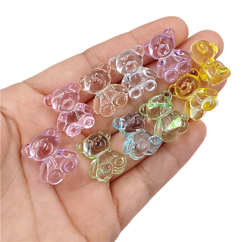 Set 10 Hạt Acrylic Trong Suốt Hình Thỏ / Gấu / Gấu Làm Trang Sức DIY