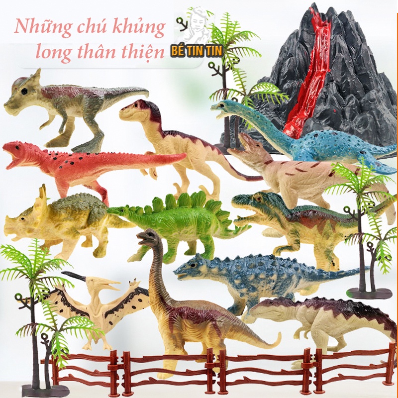 Đồ chơi mô hình khủng long 16 chi tiết - 12 con khủng long nhỏ cho bé - Đồ Chơi TinTin