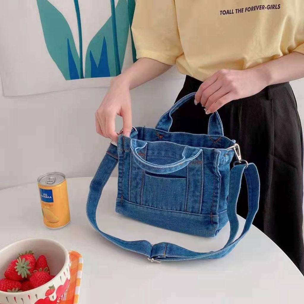Túi xách nữ JASMIN NOIR Denim Túi đeo chéo đơn giản nắp
