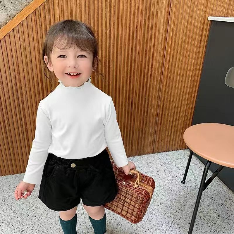 Áo Thun Dài Tay Cổ Lọ Hai Mặt Thời Trang Thu Đông Mới Cho Bé Gái