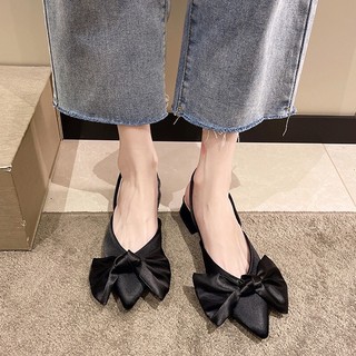 Giày sandal sục vải lụa nơ siêu xinh