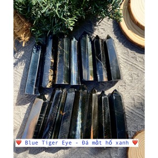 Trụ đá mắt hổ xanh | trụ đá thanh tẩy, healing, sưu tầm | cada decor