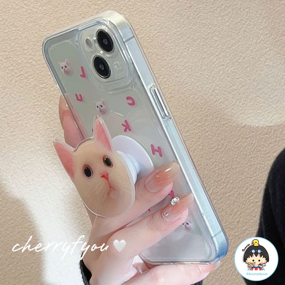 Ốp Điện Thoại TPU Mềm Chống Bụi Chống Sốc Có Giá Đỡ Hình Đầu Mèo Cho IPhone 14 13 12 11 Pro Max