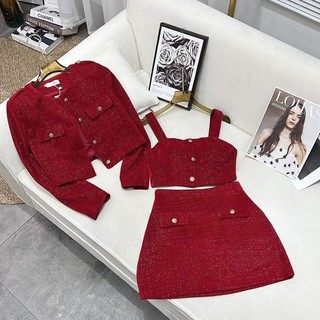 Set dạ nhũ đỏ 3 món