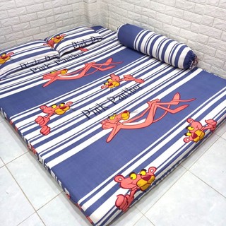 BỘ DRAP THUN HÀN QUỐC BÁO HỒNG 4 MÓN [ 1 DRAP TRẢI GIƯỜNG, 2 VỎ GỐI NẰM  1 VỎ GỐI ÔM ].