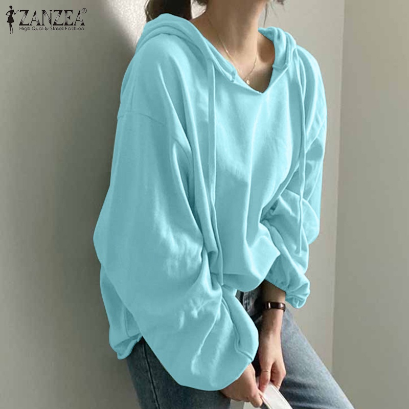 Áo hoodie ZANZEA dài tay form rộng phong cách Hàn Quốc dành cho nữ