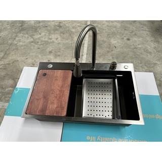 Bồn rửa bát, Chậu rửa chén bát inox 304 1 hộc lớn size 75x46x22cm phủ nano