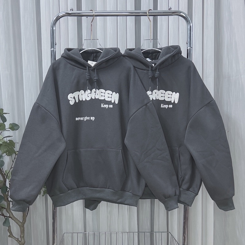 Áo hoodie nỉ tàu chữ in nỗi Stag 5 màu M667