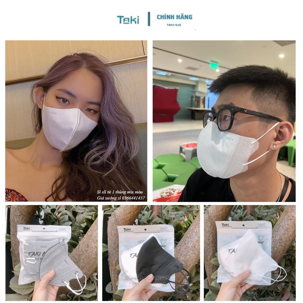 Khẩu trang Taki N6D+ Người Lớn Cao Cấp 3 Lớp Lọc Mịn 2.5PM sản xuất theo tiêu chuẩn của Nhật Bản đảm bảo an toàn