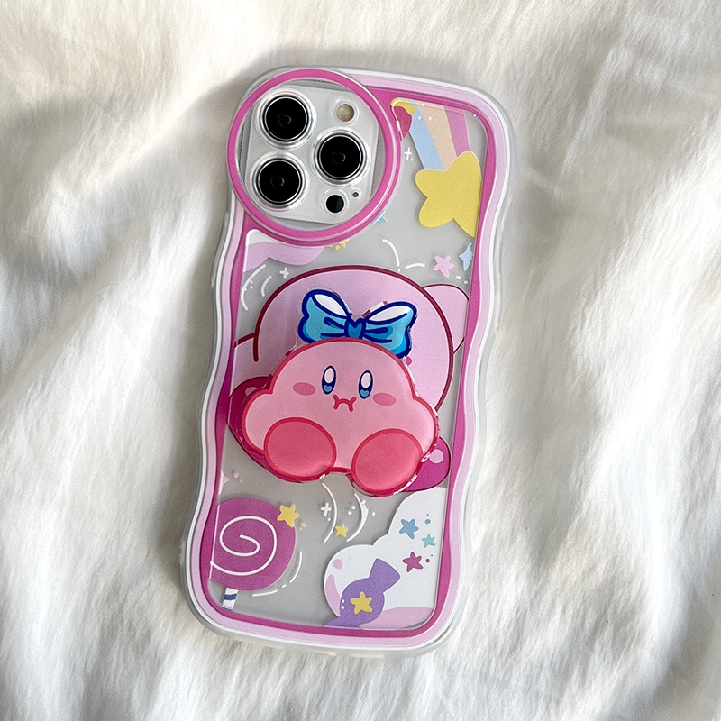 Ốp điện thoại hình Kirby Wave có nút đỡ cho Samsung Galaxy S20 S10 FE Plus Ultra 5G