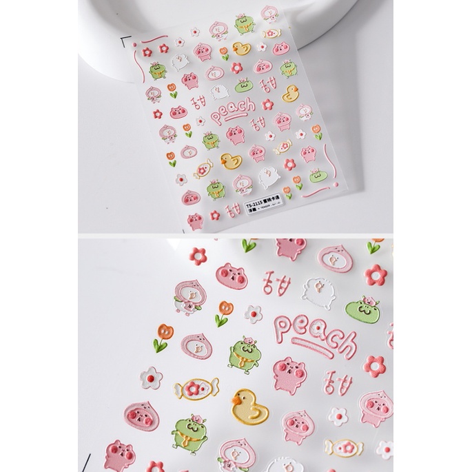 Miếng Dán Trang Trí Móng Tay Hình Quả Đào Hoạt Hình 5d ts-2115