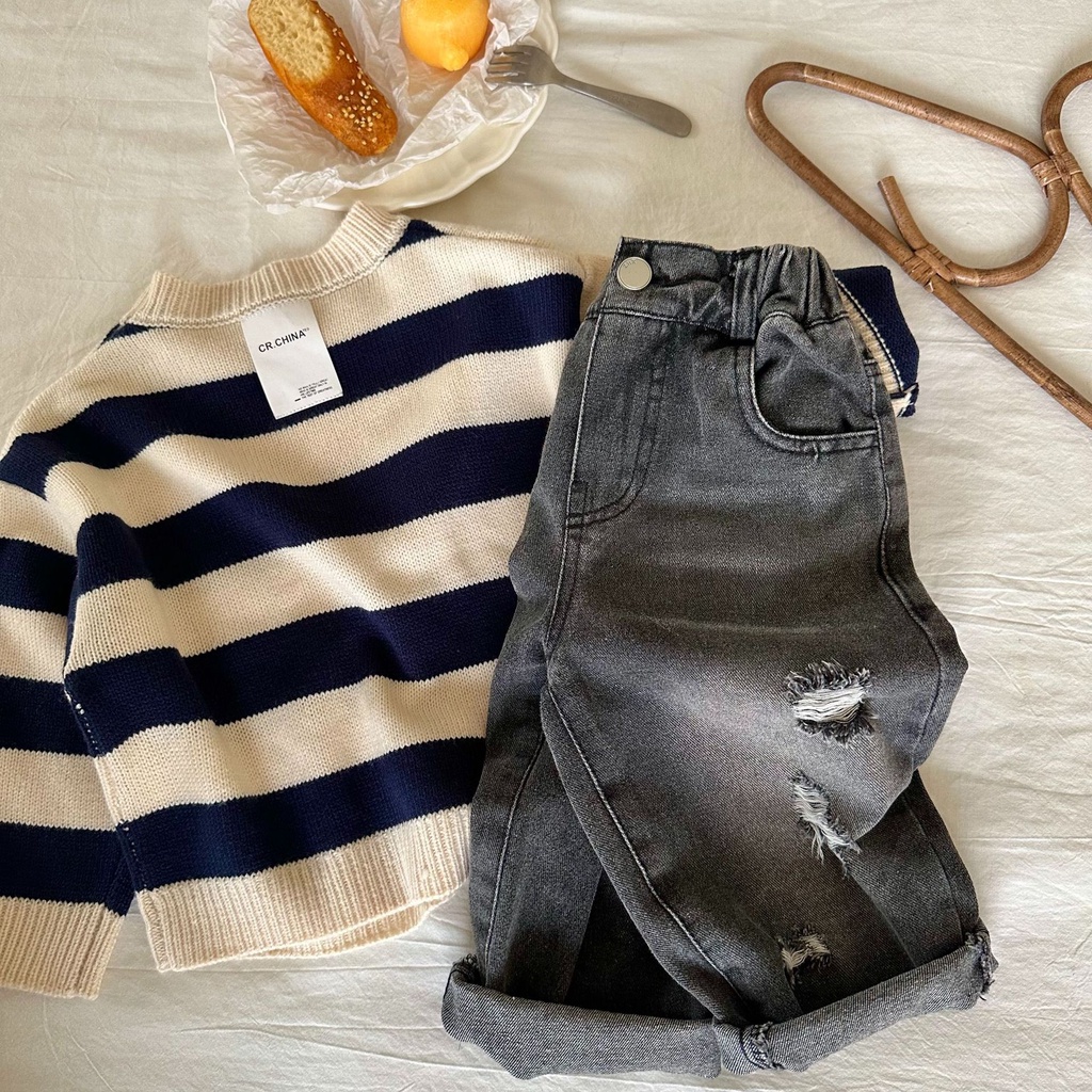 Quần jean rách 2 màu cho bé trai bé gái cá tính B74-21274