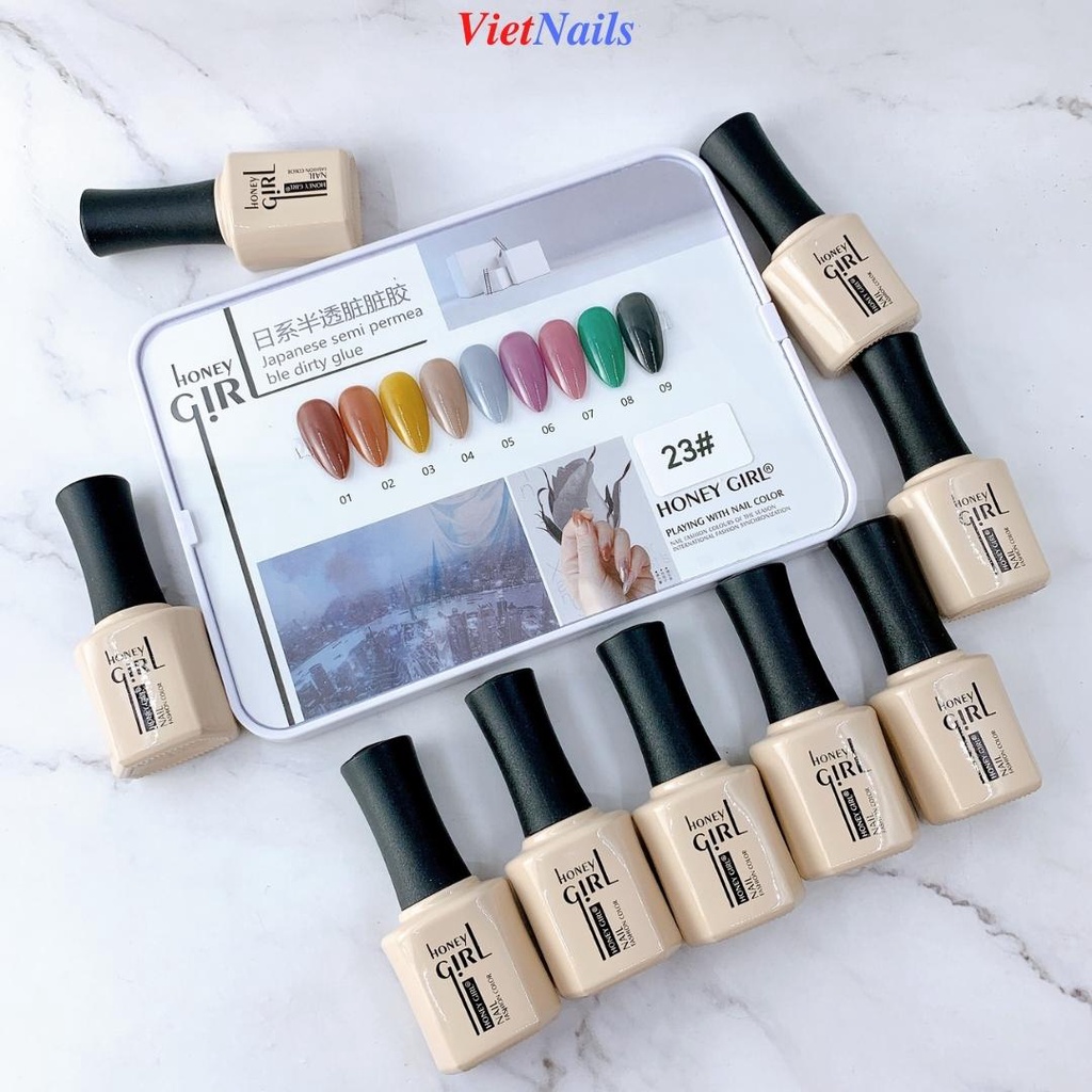 Set Sơn Gel Honey Girl 9 Chai - Sơn Gel Honey Girl Nhiều Tone Màu Tặng Kèm Bảng Màu Sơn Mẫu