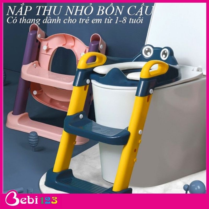 Thang bô vệ sinh thu nhỏ bồn cầu kèm tay vịn an toàn cho bé
