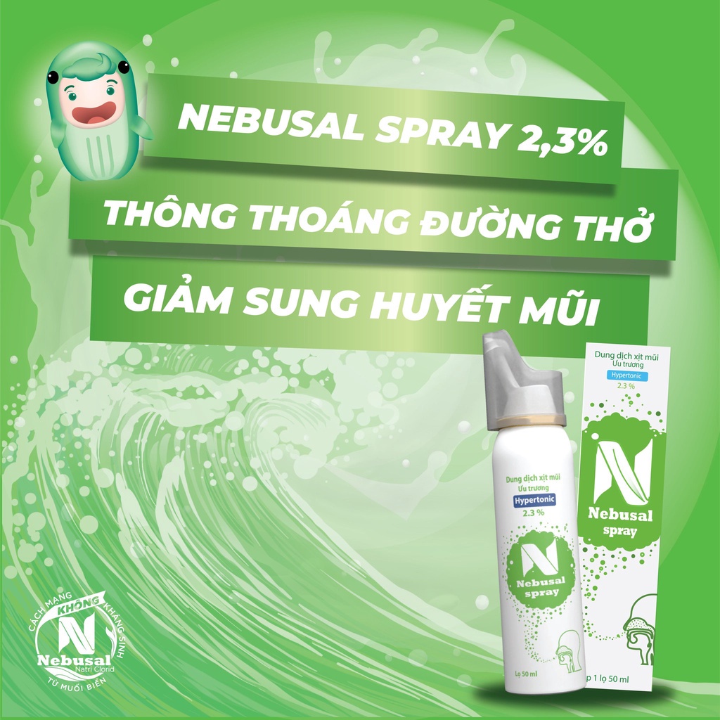 Dung Dịch Vệ Sinh Mũi Nebusal Spray Giảm Nghẹt Mũi, Sổ Mũi Cho Trẻ Từ 3 Tháng Tuổi Và Người Lớn 50ML Locashop